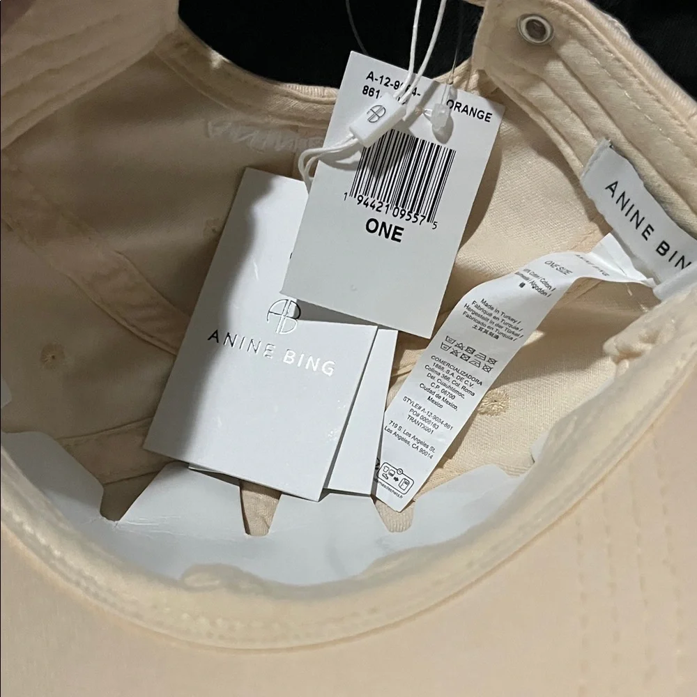 💥 1 DAY SALE 💥 NWT Anine Bing Jeremy Baseball Cap RARE Cream Orange 💯 Cotton - Picture 10 of 13